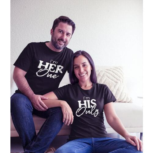 I'm Her One I'm His Only Couples Matching Short Sleeve T-Shirt Husband Wife T Shirt His and Hers Matching Shirts Valentine Gift