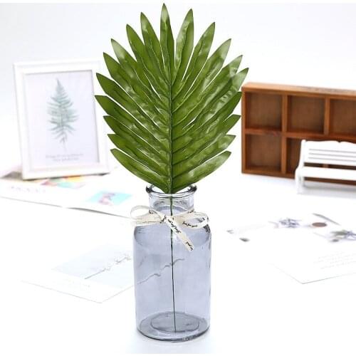 10pcs Artificial Green Kwai leaf Silk and Plastic Tropical Palm Leaves For Wedding and Home Decor Plant