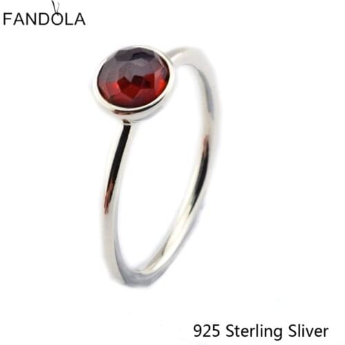 CKK 925 Sterling Silver January Droplet, Garnet Rings For Women Original Fashion European Style Jewelry