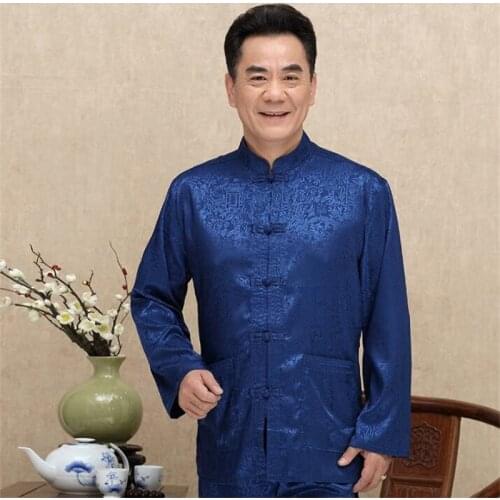 Long sleeve middle-aged Tang suit men buckle blazer masculino jaqueta masculina coats mens jacket Chinese style spring autumn