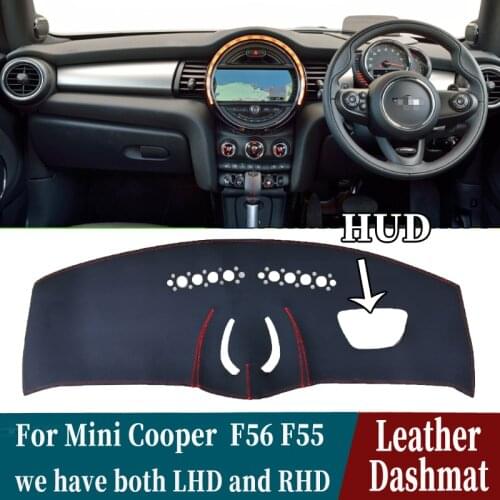 Leather Dashmat Dashboard Cover Pad Dash Mat Carpet Car-Styling accessories For Mini Cooper hatchback F56 F55 JCW 2015 - 2019