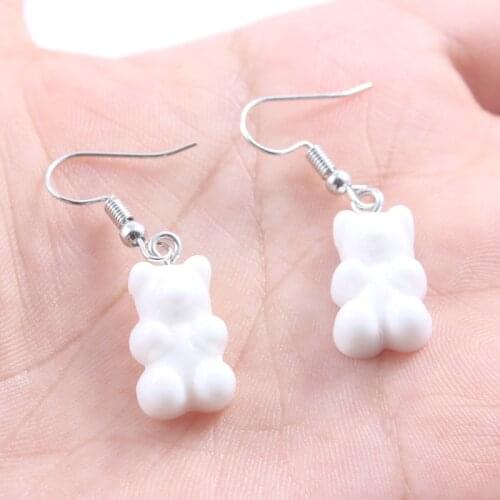 Creative Cute Candy Colorful Animal Gummy Bear Earrings Minimalism Cartoon Design Female Ear Hooks Danglers Jewelry Kids Gift