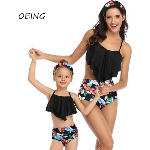 Parent-child Outfit Bikini 2 Peice Sets Womens 2021 Bathing Suit Women Floral High Waisted Swimsuit Sexy Bikini
