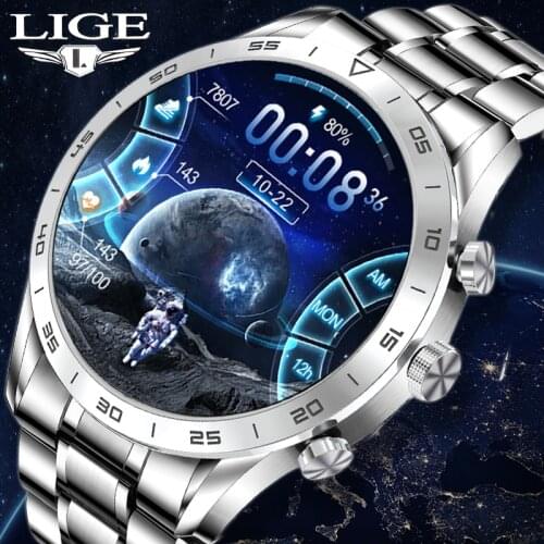 LIGE 2021 Luxury Smart Watch Men Make Call Full Colour Screen Waterproof Smartwatch Sports Fitness Tracker Watch For Android IOS