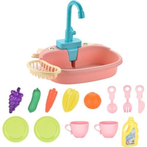 14Pcs/Set Daily Calf Dishwasher Dollhouse Miniature Kitchen Toy Kit Colorful Dishwasher Toy Set Delicate Craft for Kids