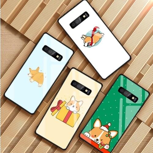 Cartoon Cute Corgi Dog Tempered Glass Phone Case For Samsung Galaxy S8 S9 S10 S20 PLUS J6 J8 2018 NOTE 8 9 10 Cover Shell