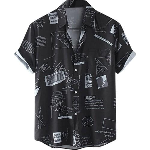 2021 Mens Shirts Summer Short Sleeve Button Turn-Down Collar Shirt Daily Casual Printed Hawaiian Beach Flower Shirt Camisa