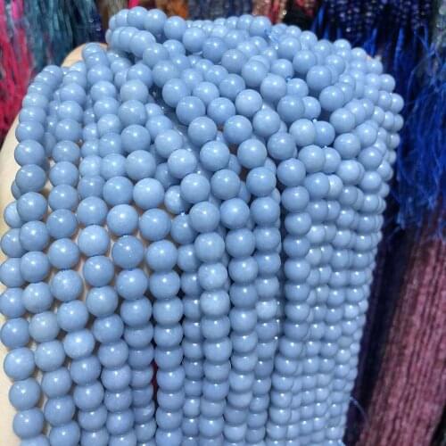 Natural Stone Blue Angel Stone Round Shape Crystal Loosely isolation Bead For Jewelry Making DIY Necklace Bracelet Accessories