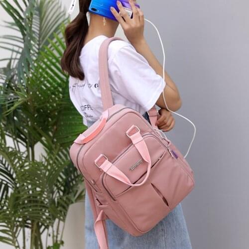 2021 Anti Theft Usb Charge Nylon Backpack Waterproof Women School Backpacks Bagpack School Bags Teenage Girls Travel Bag