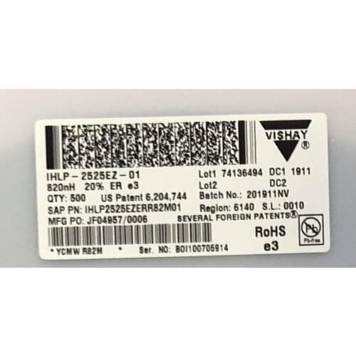 IHLP2525EZERR82M01 Low Profile ,High-Current IHLP Inductors VISHAY 6.86x6.47x3 0.22uH 23A