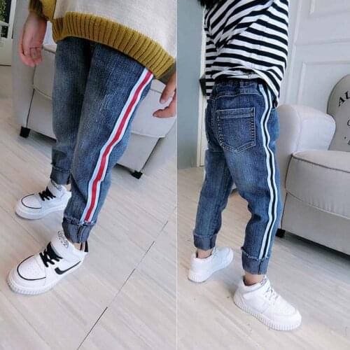 New Fashion Kids Clothing Baby Jeans For Girls Side Stripes Baby Cowboy Trousers 2-8T Old Childrens Pants For Spring Autumn