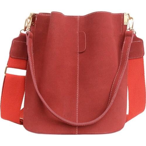 2021 New Simple Large-Capacity One-Shoulder Messenger Bag Retro Wide Shoulder Strap Bucket Bag For Ladies Pu Crossbody Bag