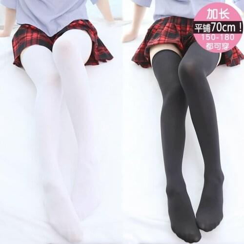 Extra Long 70cm Black & White Over-knee Stockings 120D Velvet Women Girls Stockings JK Uniform Easy Match