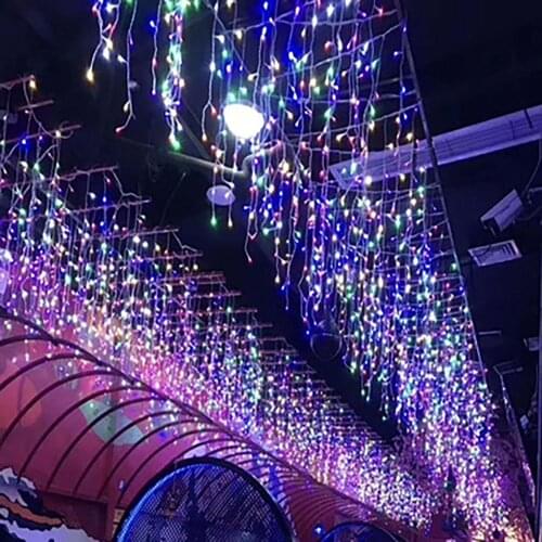 5M-6M Christmas LED Curtain String Lights Garden Street Outdoor Decorative Droop 0.4-0.7M AC 220V Navidad Wedding Holiday Light
