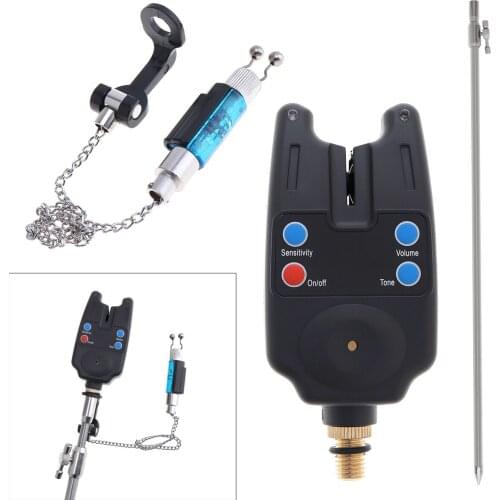 Carp Fishing Bite Black Alarm Set with Swinger Indicator Fishing Hangers and 55-100cm Stand Carp Fishing Tackle