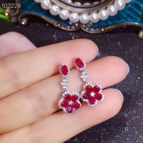 100% Natural and Real Ruby Earring Natural And Real 925 sterling silver Ruby Earring Fashion
