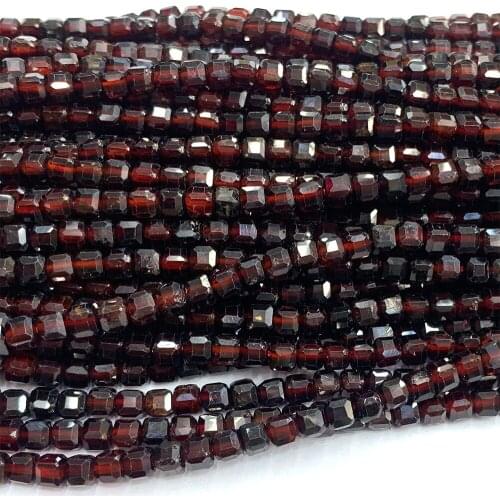 Veemake Garnet Natural Stones Charms Gemstones DIY Necklace Bracelets Earrings Edge Cube Faceted Beads For Jewelry Making 07173