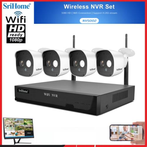 Srihome NVS002 Waterproof Wireless Night Vision Mobile Monitoring WiFi NVR 1080P Network Video Recorder 4CH 6CH 8CH