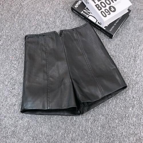 Shorts Women Autumn And Winter PU Leather Shorts Womens Autumn Clothing Leather Pants High-Waisted Trousers Ropa Mujer