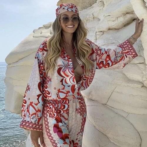 Women Vintage Satin Loose Pant Suits 2021 Summer Autumn Fashion Ladies Peacock Print Blouses Shirt Suit 2 Pieces Set Girls Chic