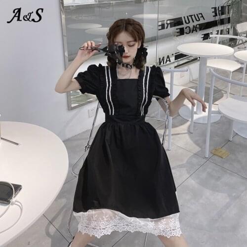 Anbenser Autumn Summer Women Sexy Black Short Sleeve Dress Vintage Elastic Waist Classic Korean Casual Party Slim Stylish Ladies