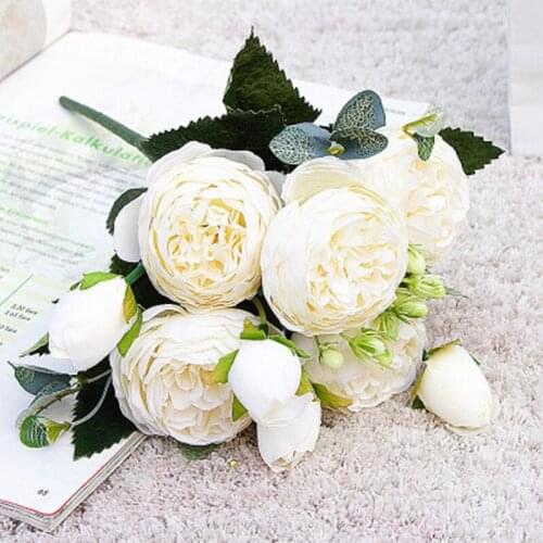 1 bundle Silk Rose bouquet home decoration accessories wedding Party scrapbook fake plants diy pompons artificial roses flowers