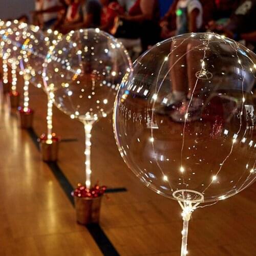 1Set Clear Bobo Balloons with 2m Copper LED String Light 70cm Balloon Stand Holder Column for Birthday Wedding Party Decorations