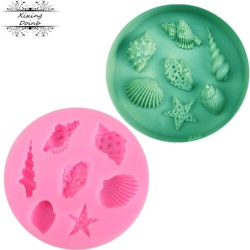 1Pcs DIY Lovely Shell Starfish Conch Sea Silicone Mold Fondant Cake Decorating Tools Soap Mold Cake Chocol