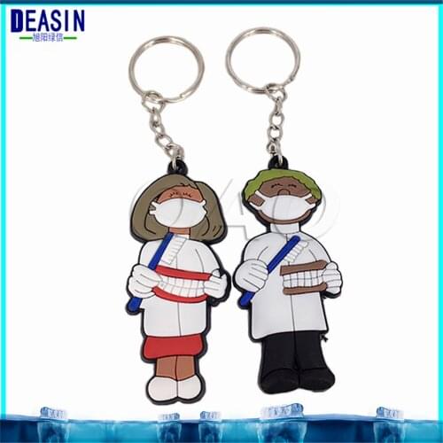 10Pcs=5pair Dental Dentist Rubber KEYCHAINS Lab Promo Great Gift Couples Lovers