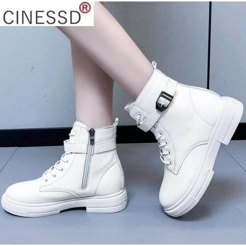 2021 New Platform Autumn Platform Casual Comfortable Womens Ankle Boots Zipper Fashion Outdoor Lace-up Womens Martin Boots