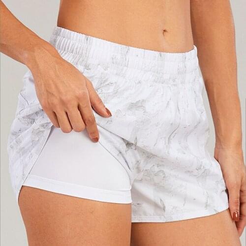 2021 Printed Running Shorts Women 2 In 1 Double-deck Quick Dry GYM Sport Shorts Fitness Jogging Workout Shorts Women Yoga Shorts