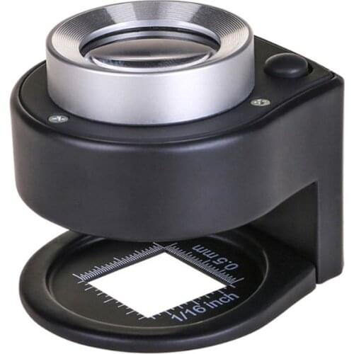 30X Magnifier Metal Folding Cloth Linen Microscope Loupe with 3LED & 3UV Light