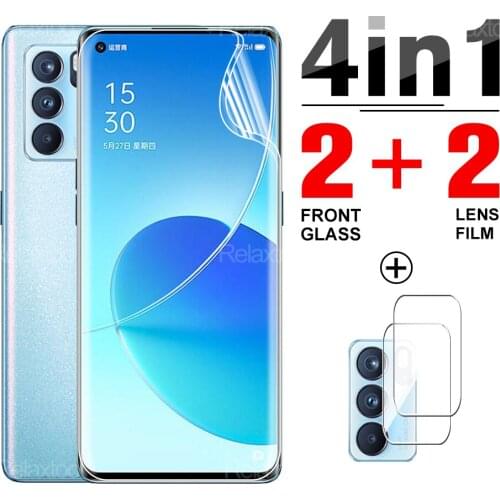4 in 1 Hydrogel Film For Oppo Reno 6 Pro 6.55" Reno6 6Pro Safety Explosion-proof HD Screen Protector Full Cover Film Not Glass