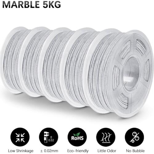 GOHIGH PLA Marble Filament 5 Rolls Marble Effect 1.75mm Tolerance +/-0.02mm Rock For All 3D Printer Refills