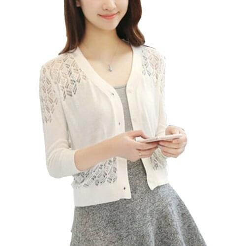 New fashion women summer spring Sweater female cardigan thin outerwear 2017 short design sweater cutout small cape ZY3342