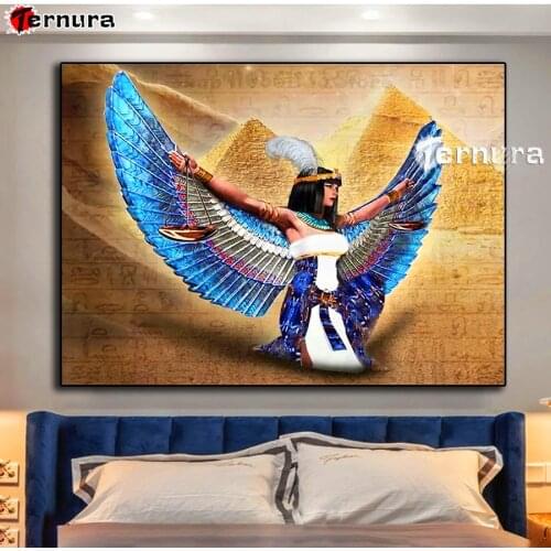 Egyptian woman diamond painting Cleopatra pyramid new diamond embroidery angel wings cross stitch full square Drill libra decor