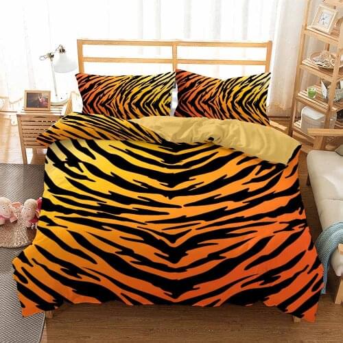 Tiger Pattern Strip Bedding Set Wild Animal Duvet Cover Sets Figure Comforter Bed Linen Twin Queen King Single Size Dropshipping
