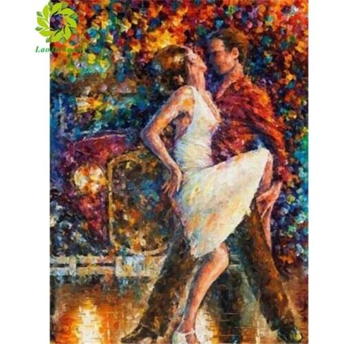 LaoJieYuan Full Square Diamond Painting Abstract Lover Dancing 5D Diamond Embroidery Portrait Home Decor Diamond Art