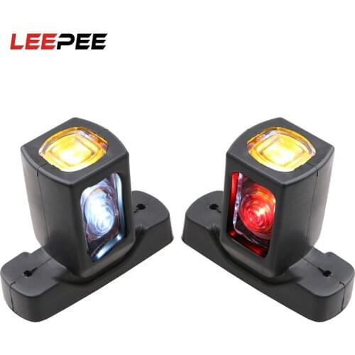 LEEPEE 1 Pair Truck Side Lamp 3 Faces Red Amber White Color Lighting 4 LEDs Marker Side Light 10-30v For Trailer Van Lorry