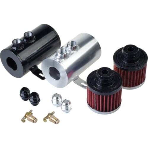 Oil Catch Can Tank with Breather Filter Aluminium 8 AN Round 0.5L Brushed Baffled Universal Separator bracket