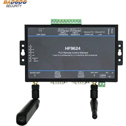 PLC Remote Control Module HF9624 two Serial Ports RS232 RS422 RS485 to 4G 3G GSM WiFi Ethernet converter server support Modbus