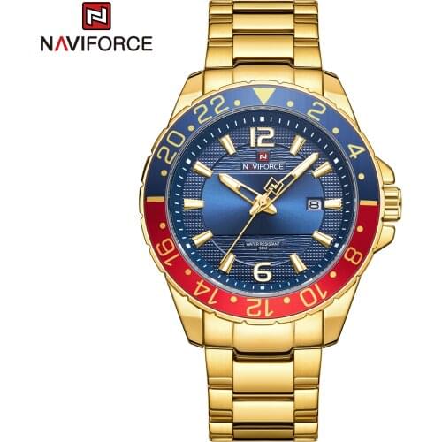 2021 Top Brand Dress Wristwatch Luxury Analog Relogio Masculino 3ATM Waterproof Gold Stainless Steel Clock NAVIFORCE Watch Men