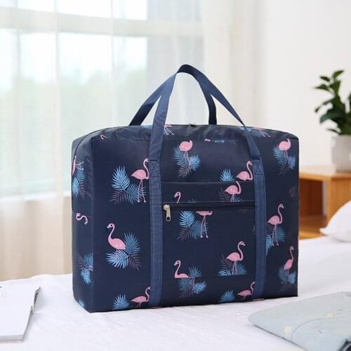 New Polyester Foldable Big Travel Bag Waterproof Large Capacity Luggage Bag Women Fashion Duffel Bags Carry on Weekend Bags Pink