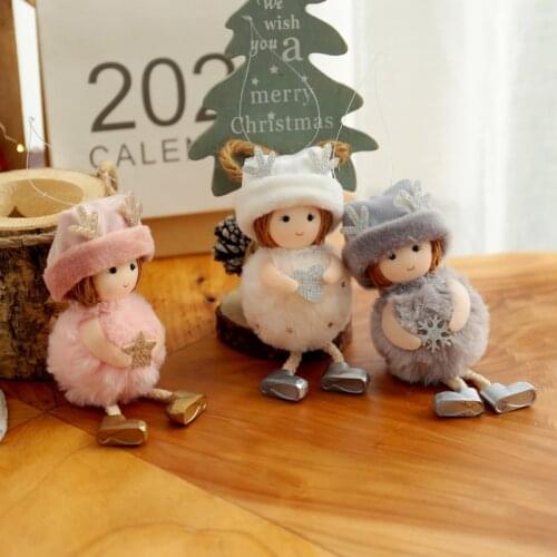 New Year Decoration Plush Girl Angel Doll With Antlers Christmas Tree Decoration Pendant DIY Christmas Decorations