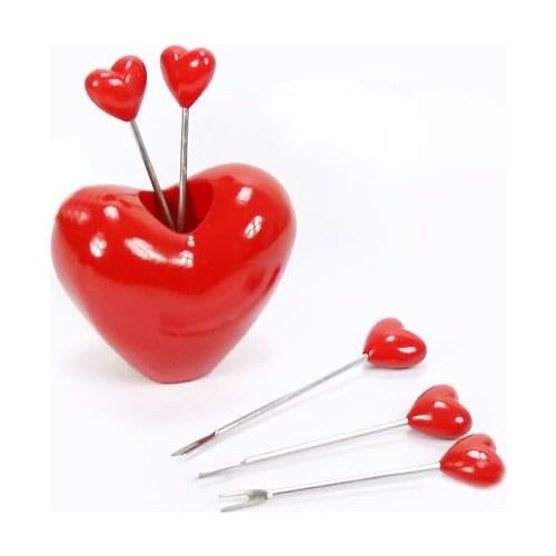 New Creative Gift Silicone Fashion Stainless Steel LOVE Heart Fruit Forks Home Products InThe Kitchen Gift For Family