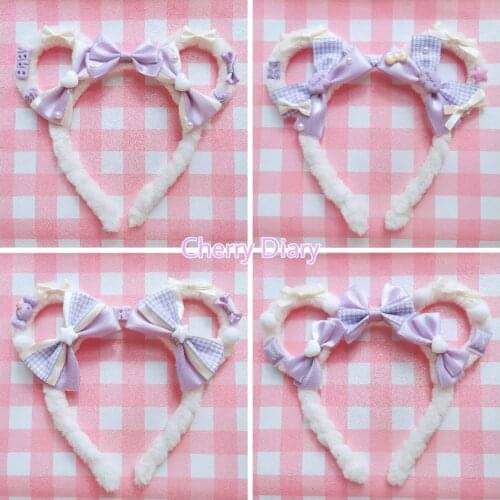 Original hand-made Lolita hairband bear ear KC purple cute Japanese soft girl sweet