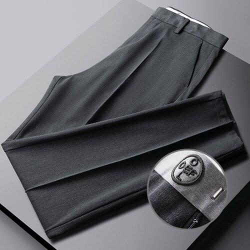 2021 Autumn Solid Color Streetwear Pant Slim Men Trousers Pantalon Homme Costume Casual Business Suit Pant Men Suit Trousers