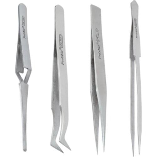 ProsKit 1PK-108T 110T 112T 115T Multifunction Stainless Steel Rebound Tweezers Self-Gripping Reverse Action Precision Tweezer