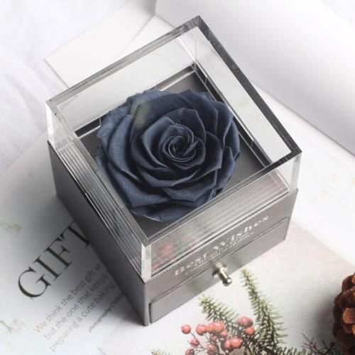 Preserved In Glass Dome Eternal Rose Decoration Red Ecuador Gift Box Can Put Ring Valentines Day Gift Birthday Gifts for Women