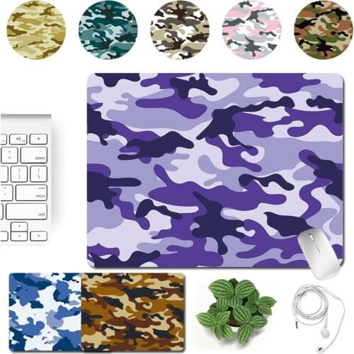 Portable Computer Mouse Mat Small Smooth Gaming Mouse Pad Durable PU Leather Waterproof Non-slip Camouflage Pattern Print Series